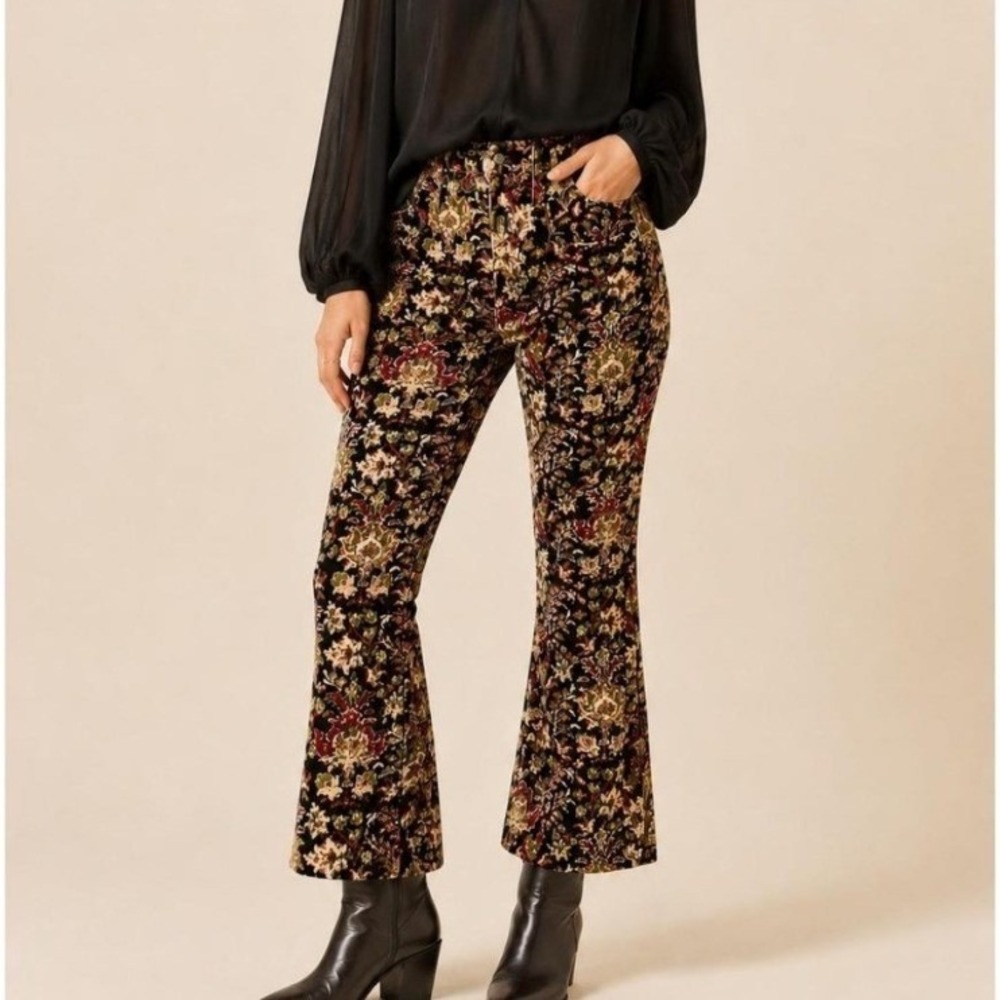 Anthropologie Pilcro Icon Corduroy Flare Pants Women's 30 Floral High Rise Boho